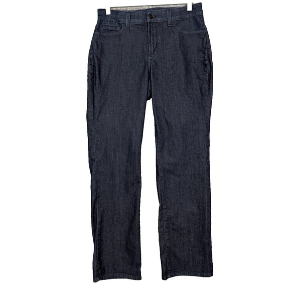 NYDJ Jeans Womens 8 Blue Straight Dark Wash Lift Tuck Tech Sparkle Pocket Preppy - Picture 1 of 15
